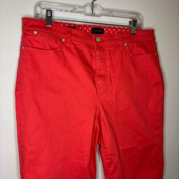 TALBOTS Pedal Pusher Jean Womens 12 Coral Capri 5-Pocket Stretch - Picture 1 of 6